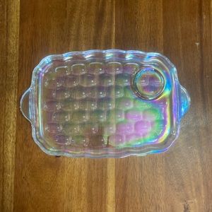 Iridescent glass dish